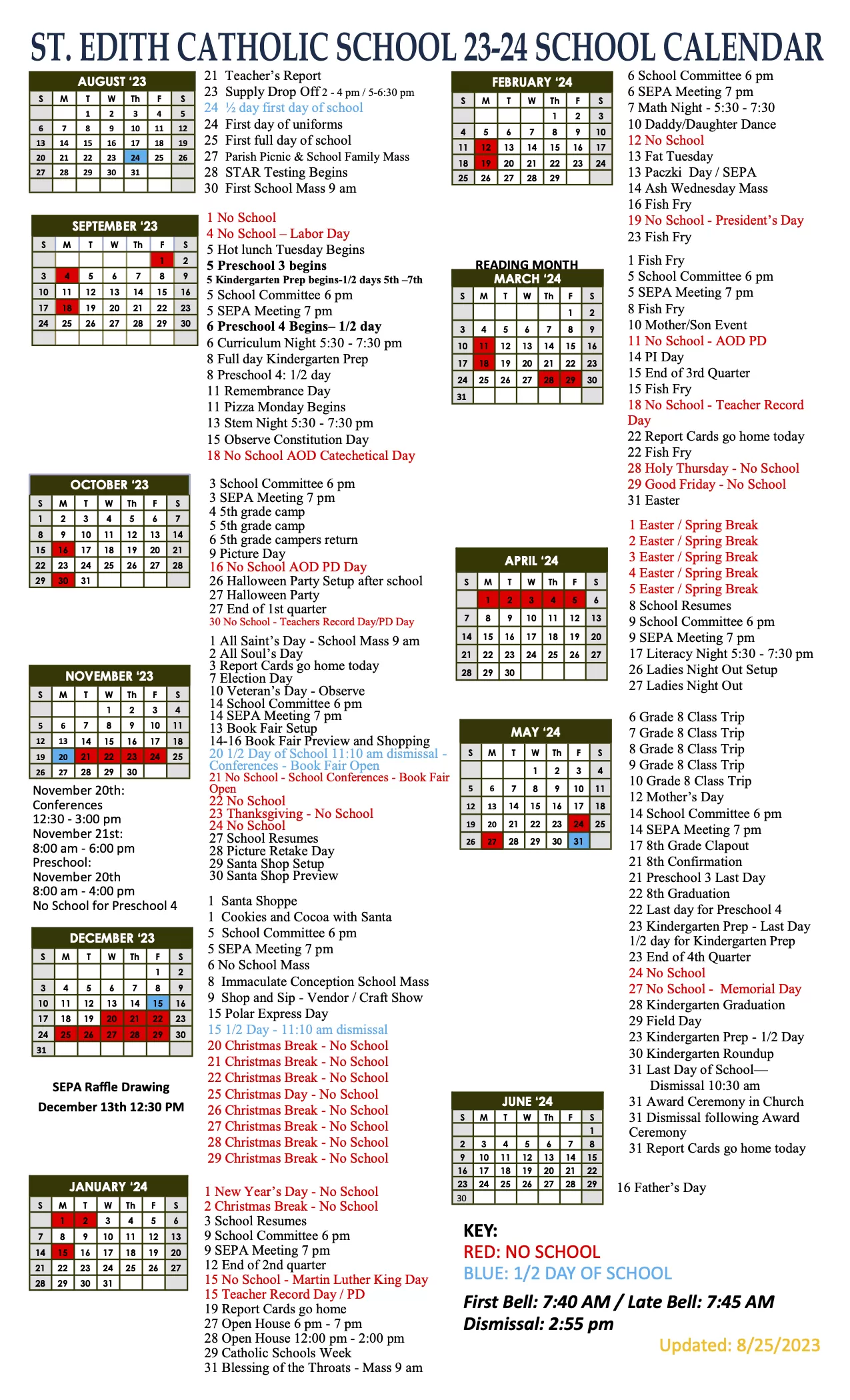 School Calendar - St. Edith Catholic School